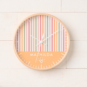 Horloge Salle pour enfants à rayures moderne