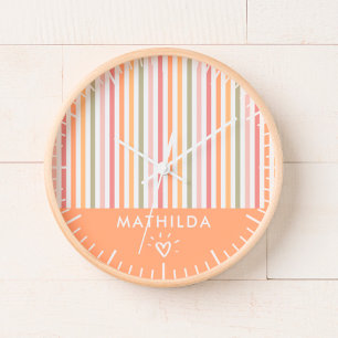 Horloge Salle pour enfants à rayures moderne