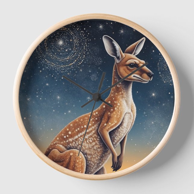 Horloge Scène autochtone australienne sur le thème Kangaro (Recto)