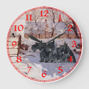 Horloge Scottish Terrier Neige Hivernale