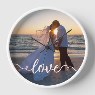 Horloge Script d'amour manuscrit Sunset Beach Mariage Phot
