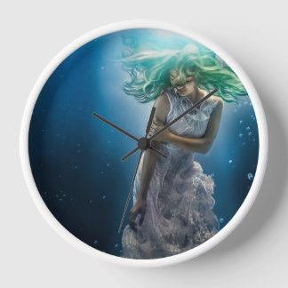 Horloge Ses Boucles D'Émeraude - Sirène Hiver Sous L'Eau