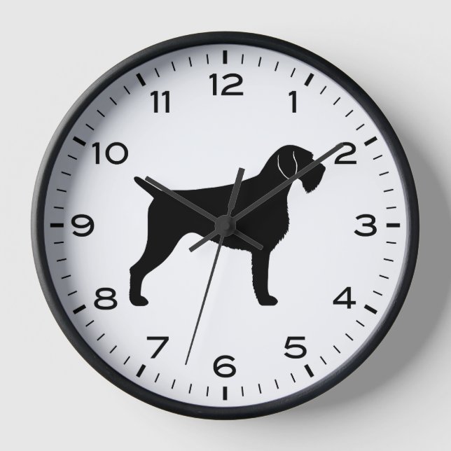 Horloge Silhouette À poils durs allemande Pointer Dog (Recto)