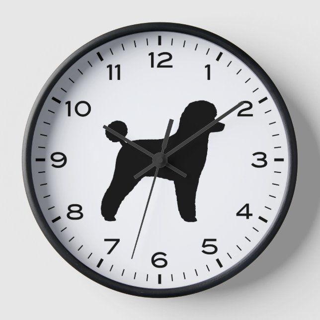Horloge Silhouette de caniche avec chiffres et minutes (Recto)