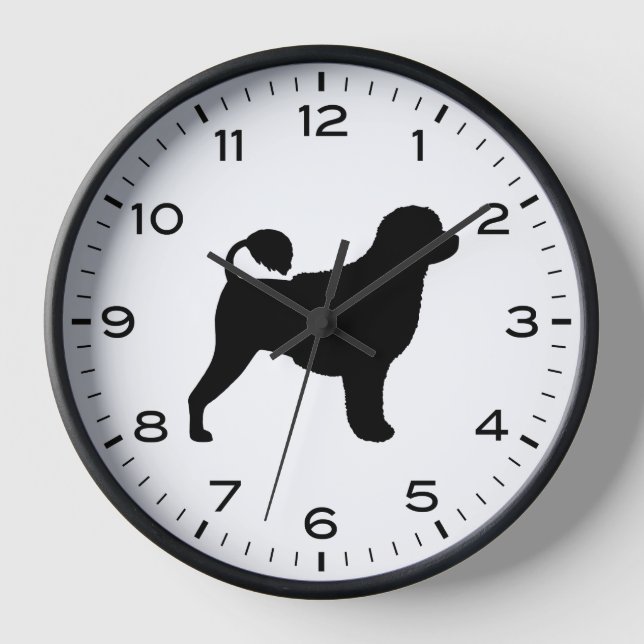 Horloge Silhouette de chien d'eau portugais (Recto)