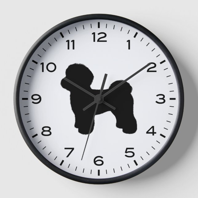 Horloge Silhouette de chien maltais avec des chiffres et d (Recto)