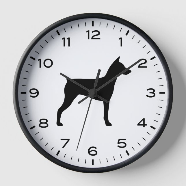 Horloge Silhouette de race de chien allemande Pinscher (Recto)
