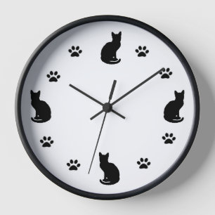 Horloge silhouette du chat
