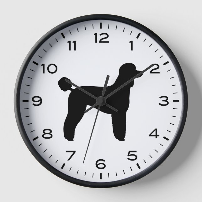 Horloge Silhouette standard de race de chien de caniche (Recto)