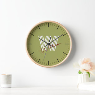 Horloge Simple monogramme d'anniversaire moderne poutre ve