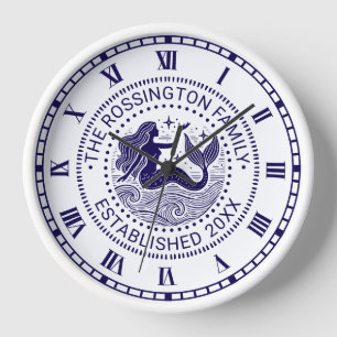 Horloge Sirène Sémillante Vagues Océaniques Nom de Famille