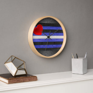 Horloge SlipperyJoe's Gay Leather Pride drapeau royal noir
