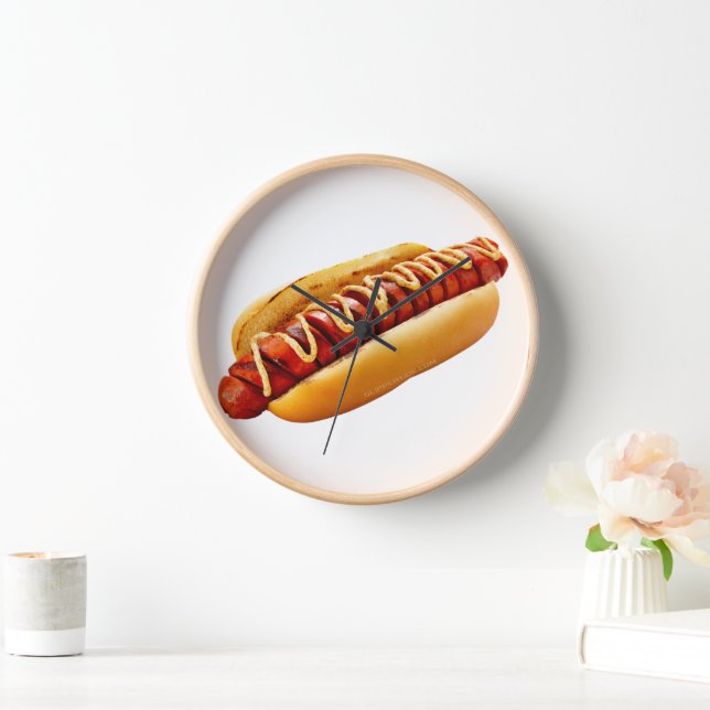 Horloge SlipperyJoe's hot dog niché doucement pain jaune v (Maison)