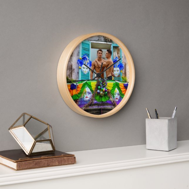 Horloge SlipperyJoe's Mardi Gras Hommes violet or vert bal (Bureau)