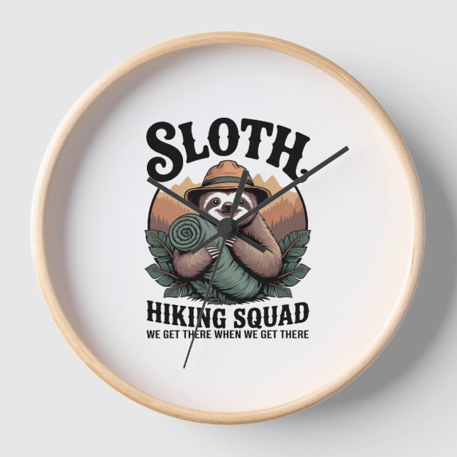 Horloge Sloth Randonnée Squad Funny Camping (Recto)
