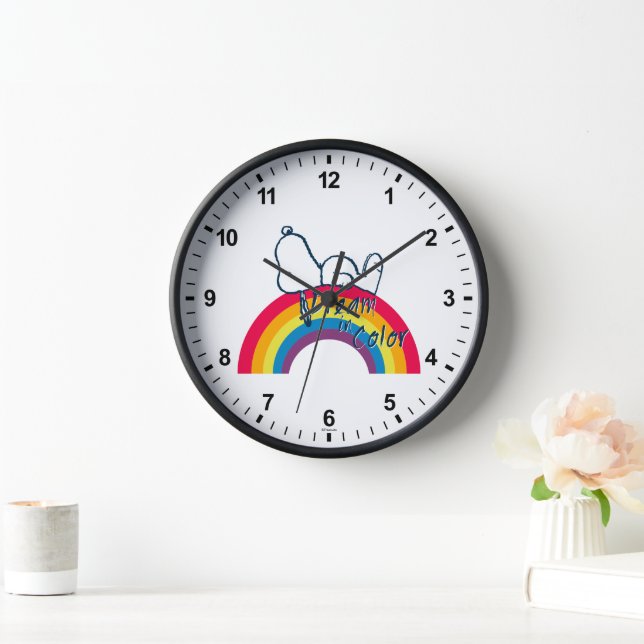 Horloge Snoopy | Rêver en couleur arc-en-ciel (Maison)