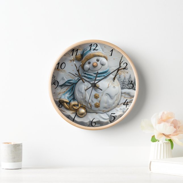 Horloge Snowman à la fête de Noël (Maison)