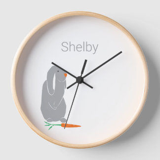 Horloge Soins infirmiers lapin gris personnalisé 10" à l'h