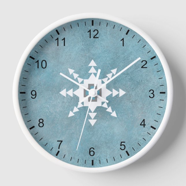 Horloge Southwest Winter Snowflake moderne encadré (Recto)