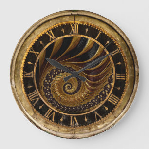 Horloge spirale noire et or
