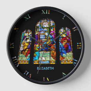 Horloge St. Cecilia Jouer Orgue Imitation Vitrail