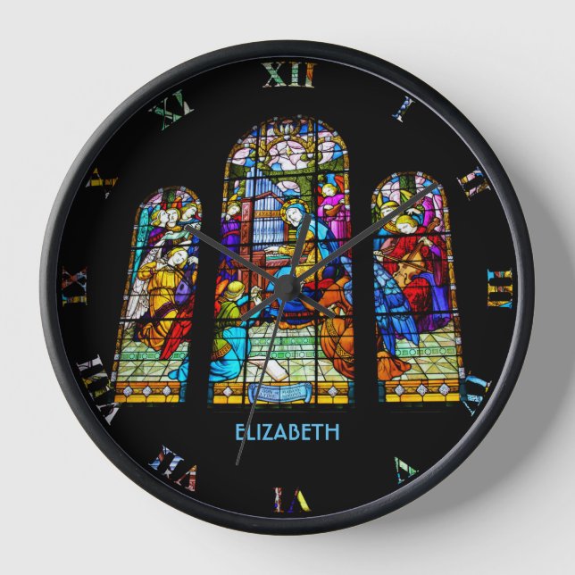 Horloge St. Cecilia Jouer Orgue Imitation Vitrail (Recto)