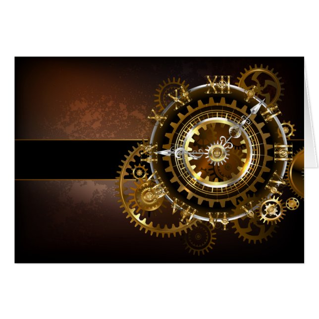 Horloge Steampunk avec des engrenages anciens (Devant horizontal)