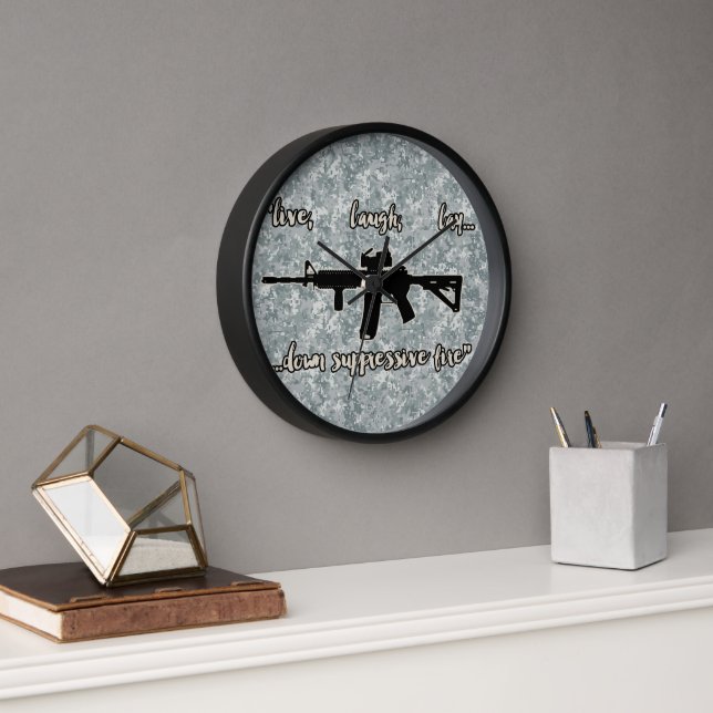 Horloge Style Militaire Live Rire Amour Parodie (Bureau)