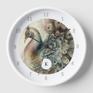 Horloge Style Peacock   Ajouter votre initiale