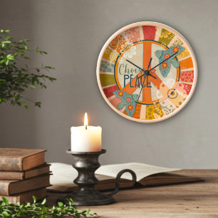 Horloge Style tendance Choisir Paix Citation Retro Folk