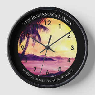 Horloge Sunset à Tropics Painting by Farida Greenfield