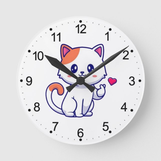 Horloge Symbole de chat mignon en amour main-57577 (Recto)