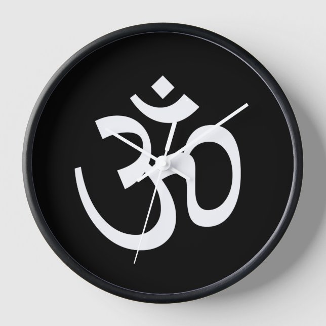 Horloge Symbole de l'hindouisme de l'icône Om Aum noir mod (Recto)