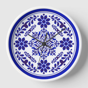 Horloge Talavera trois bleu et blanc