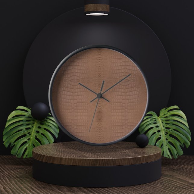 Horloge Tan Alligator Texture Imprimer (Tan Alligator Print Clock by Looly Elzayat

)