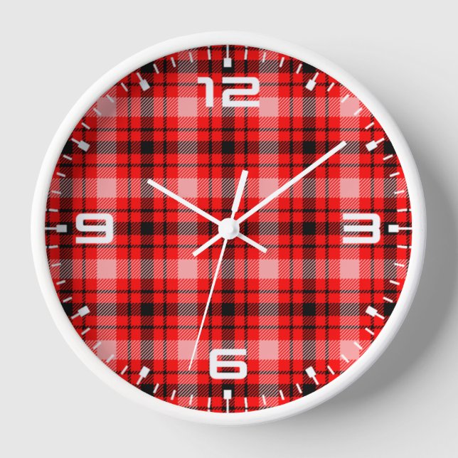 Horloge Tartan noir rouge À damiers Motif plaid-24899 (Recto)