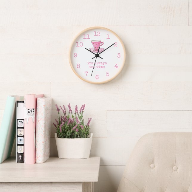 Horloge Teacup rose mignon | sa cuisine toujours tea time (Salle de lecture)
