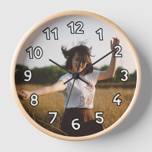 Horloge Téléchargez votre photo numérotée (Recto)