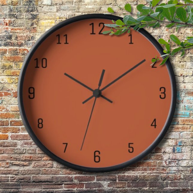 Horloge Terracotta Orange Solide Couleur Chaleureuse & Con (Créateur téléchargé)