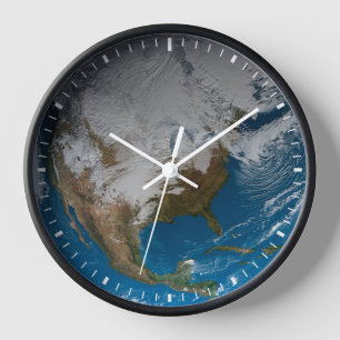 Horloge Terre Pleine Avec Des Nuages Simulés Sur L'Amériqu