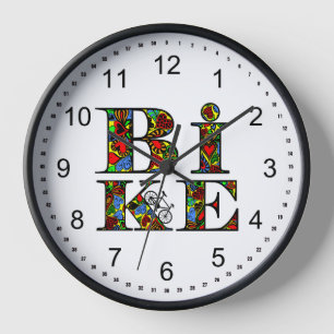 Horloge Texte du vélo plein coeur