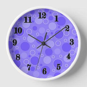 Horloge Tons violets Lilac avec pois en sixtie rétro