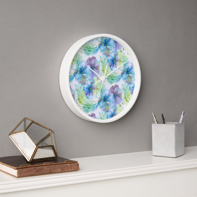 Horloge Tourbillon floral aquarelle (Bureau)