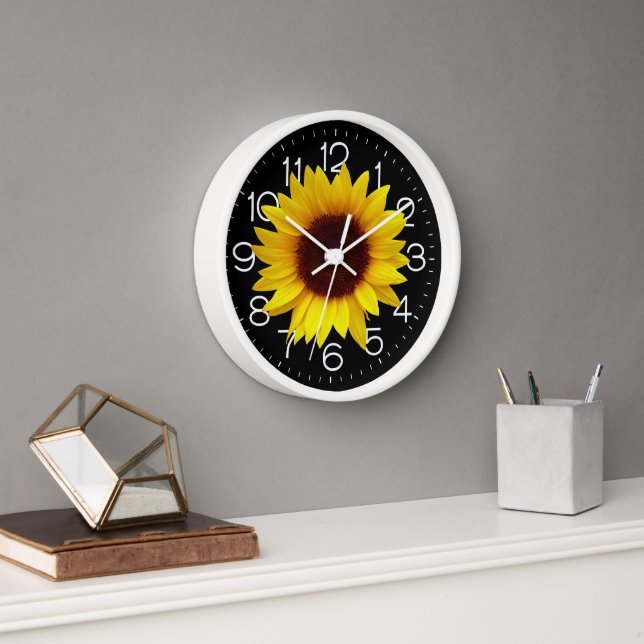 Horloge Tournesol Jaune Noir (Bureau)