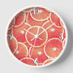 Horloge Tranches de pamplemousse rose