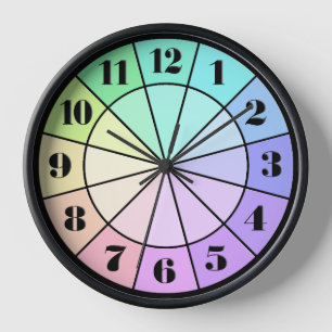 Horloge Tranches de tarte pastel arc-en-ciel