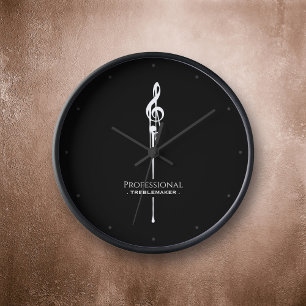Horloge Treblemaker Funny Music Pun Classy Black G-Clef