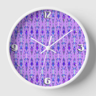 Horloge Tribal Batik - Lavande, Bleu et Violet