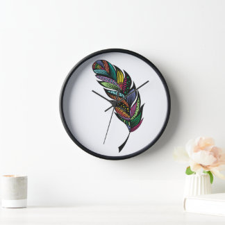 Horloge Tribal Feather Wall Clock