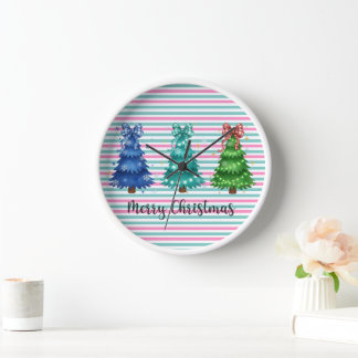 Horloge Trio d'arbres de Noël joyeux